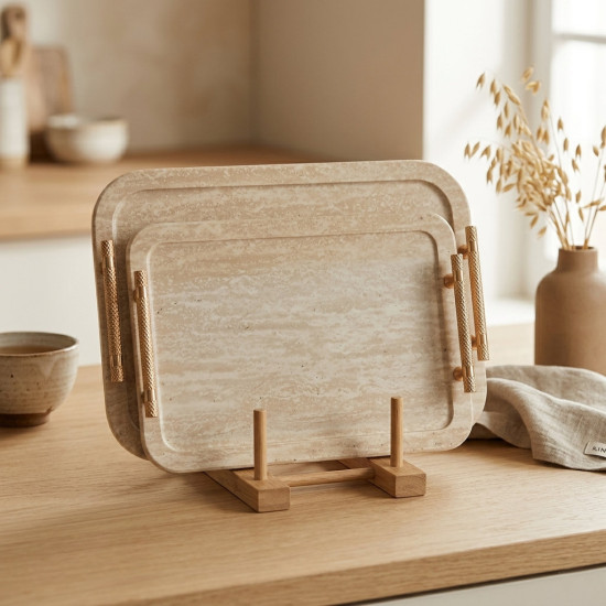 Wooden Tray Set 2 Pcs